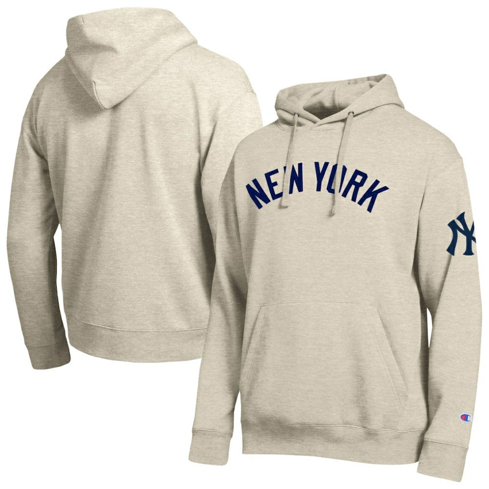 New York Yankees Champion All Star Chenille Patch Hoodie - Oatmeal - MLB on Sale