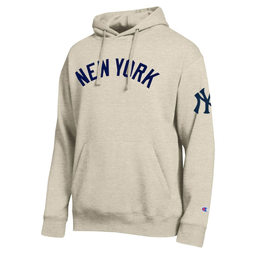 New York Yankees Champion All Star Chenille Patch Hoodie - Oatmeal - MLB on Sale
