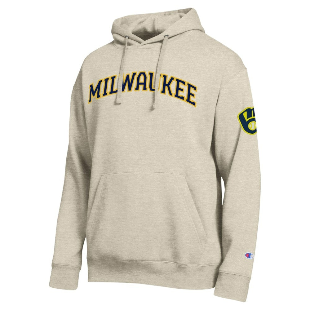 Milwaukee Brewers Champion All Star Chenille Patch Hoodie - Oatmeal - MLB Online