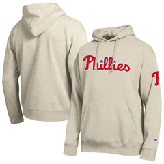 Philadelphia Phillies Champion All Star Chenille Patch Hoodie - Oatmeal - MLB Sale