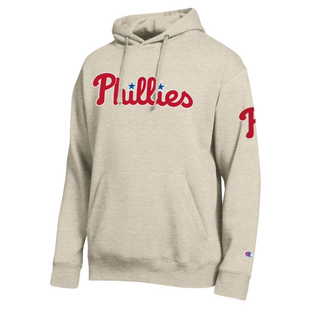 Philadelphia Phillies Champion All Star Chenille Patch Hoodie - Oatmeal - MLB Sale