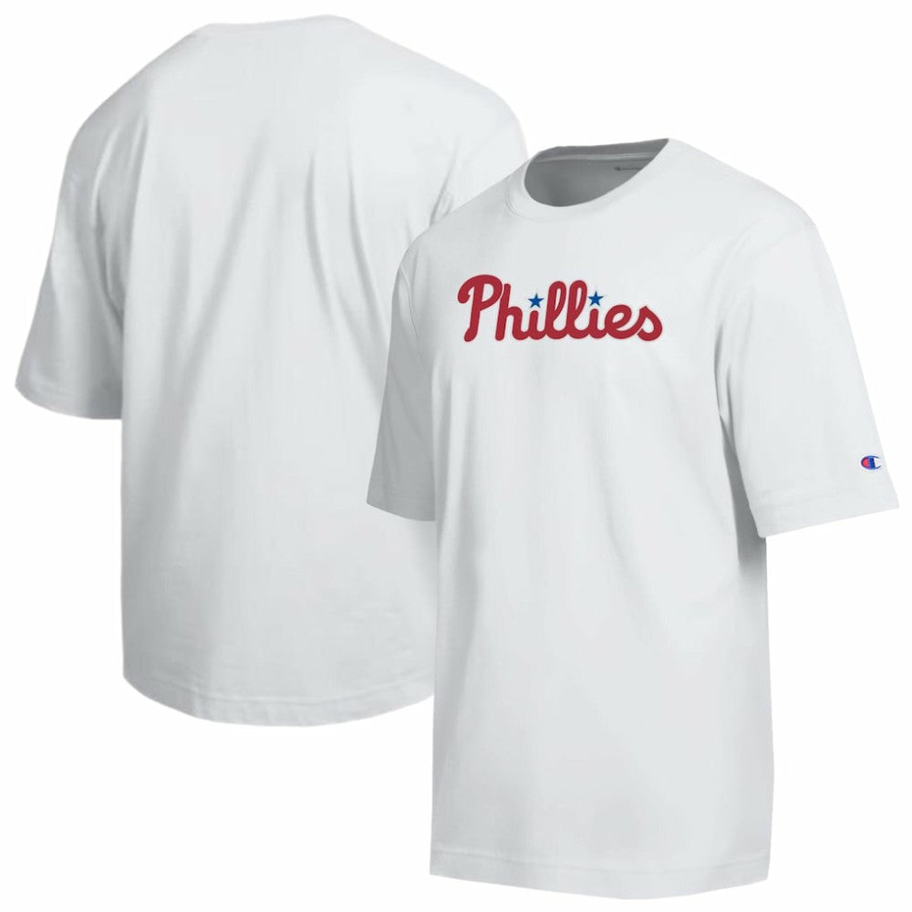Philadelphia Phillies Champion All Star Arched Chenille Wordmark T-Shirt - White - MLB Lifestyle