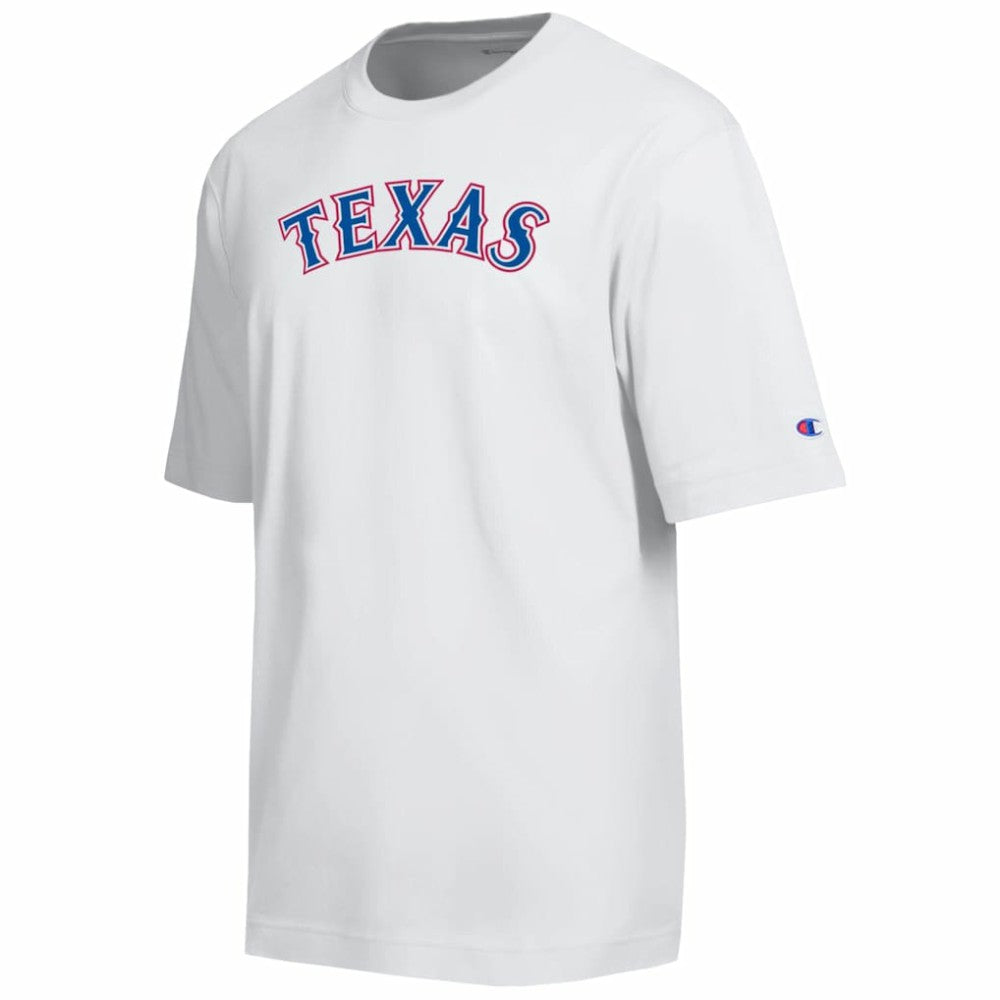 Texas Rangers Champion All Star Arched Chenille Wordmark T-Shirt - White - MLB Lifestyle