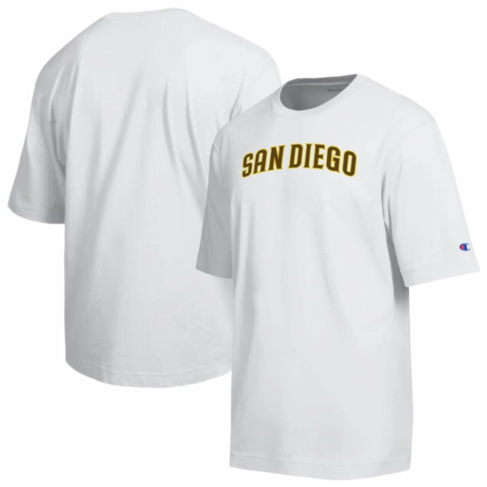 San Diego Padres Champion All Star Arched Chenille Wordmark T-Shirt - White - MLB Discount