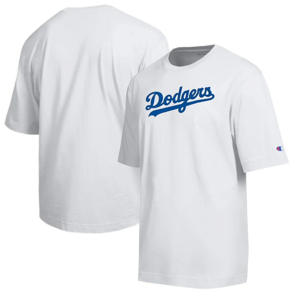 Los Angeles Dodgers Champion All Star Arched Chenille Wordmark T-Shirt - White - MLB on Sale