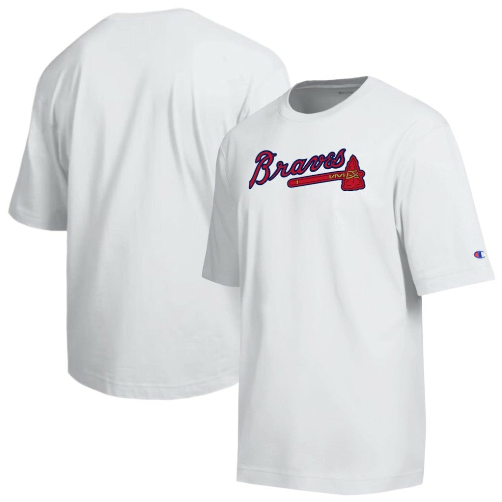 Atlanta Braves Champion All Star Arched Chenille Wordmark T-Shirt - White - MLB Lifestyle