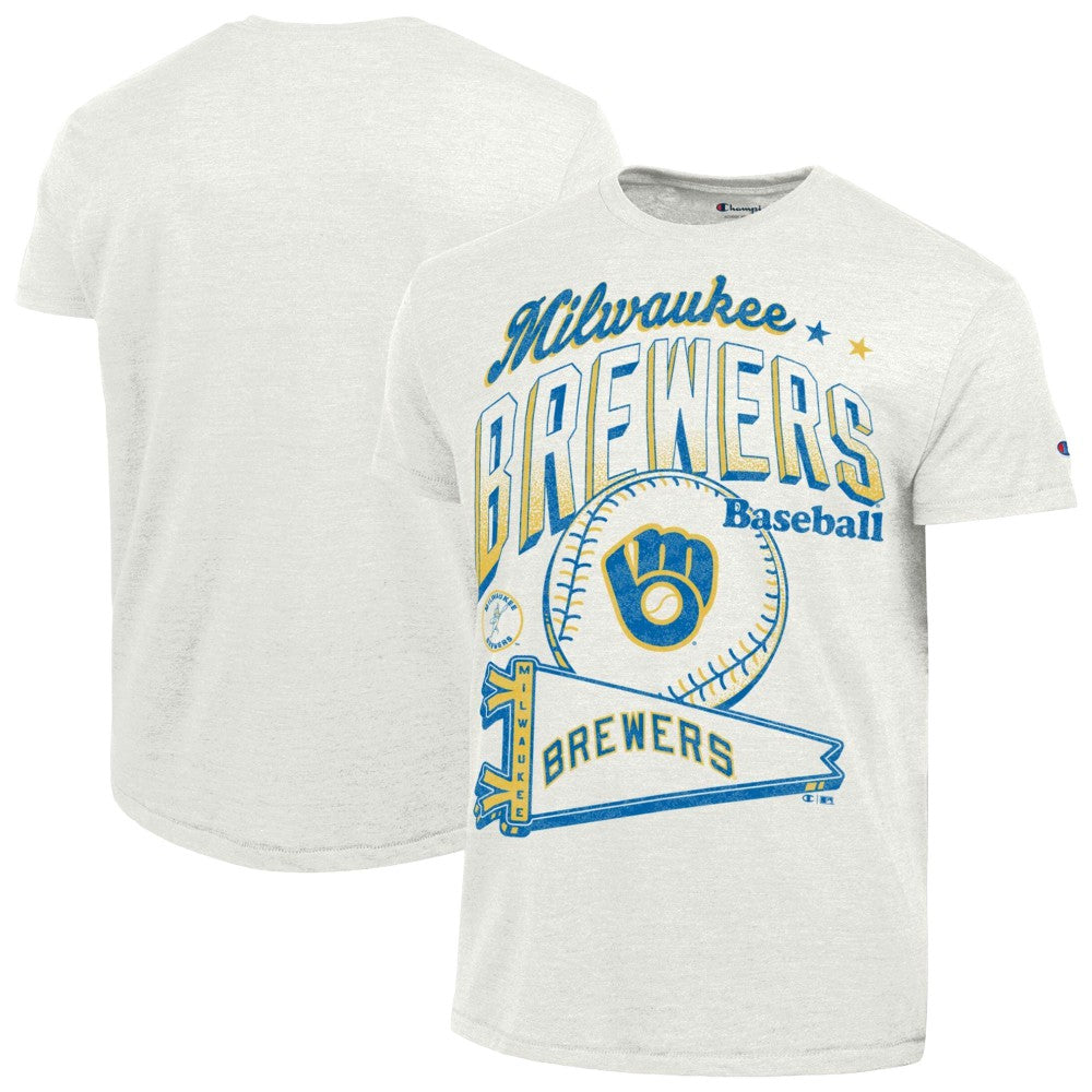 Milwaukee Brewers Champion Winning Tradition Cooperstown Tri-Blend T-Shirt - White - MLB Discount