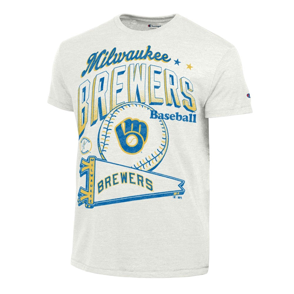 Milwaukee Brewers Champion Winning Tradition Cooperstown Tri-Blend T-Shirt - White - MLB Discount