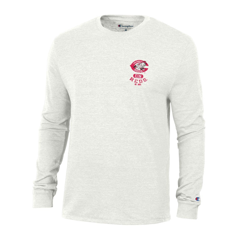 Cincinnati Reds Champion Cooperstown Winning Tradition Tri-Blend Long Sleeve T-Shirt - White - MLB Discount