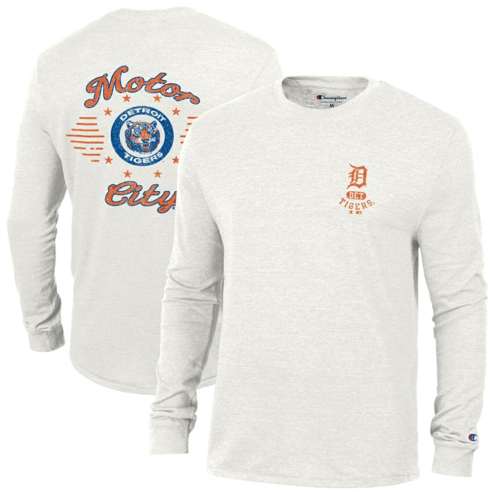 Detroit Tigers Champion Cooperstown Winning Tradition Tri-Blend Long Sleeve T-Shirt - White - MLB Lifestyle