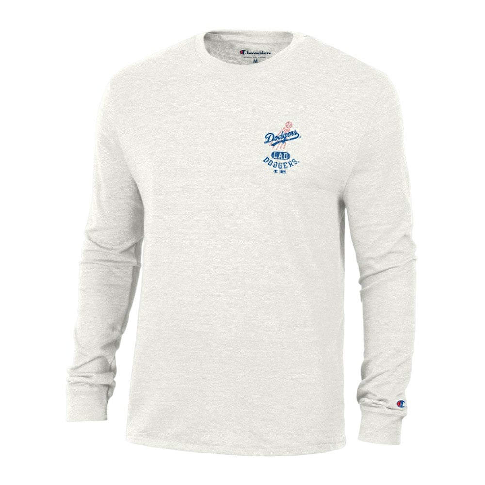 Los Angeles Dodgers Champion Cooperstown Winning Tradition Tri-Blend Long Sleeve T-Shirt - White - MLB Discount