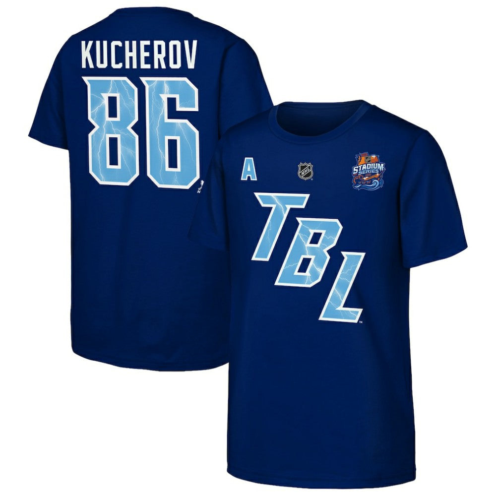 Nikita Kucherov Tampa Bay Lightning Fanatics Youth Alternate Captain 2026 Stadium Series T-Shirt - Blue - NHL 203670838