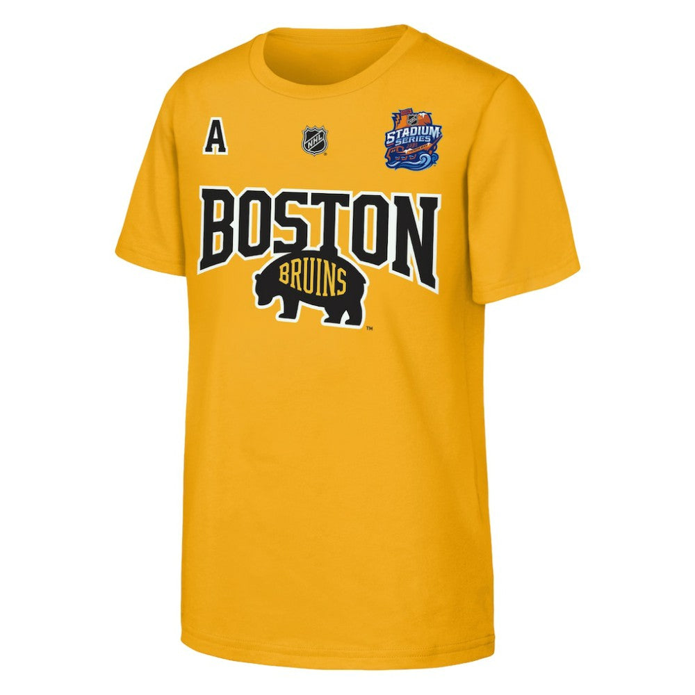 David Pastrnak Boston Bruins Fanatics Youth Alternate Captain 2026 Stadium Series T-Shirt - Gold - NHL 203670839