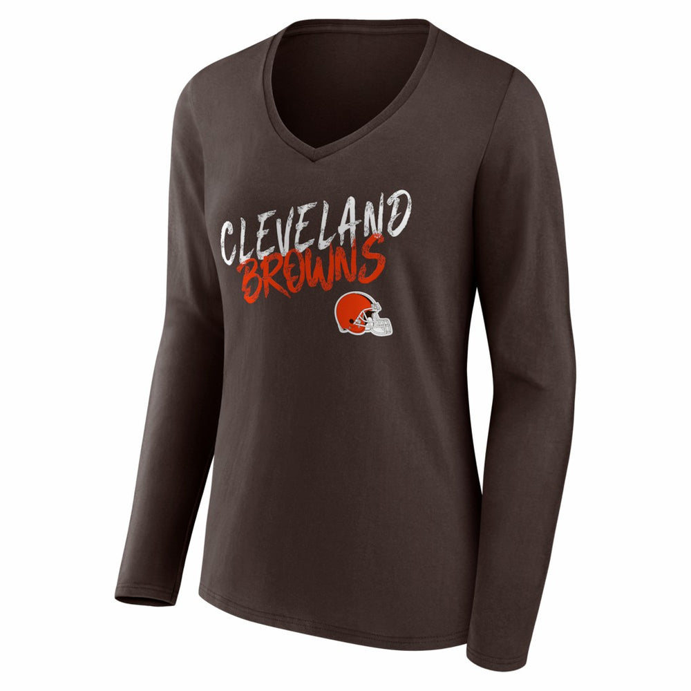 Cleveland Browns Women's Hustle Long Sleeve V-Neck T-Shirt Brown