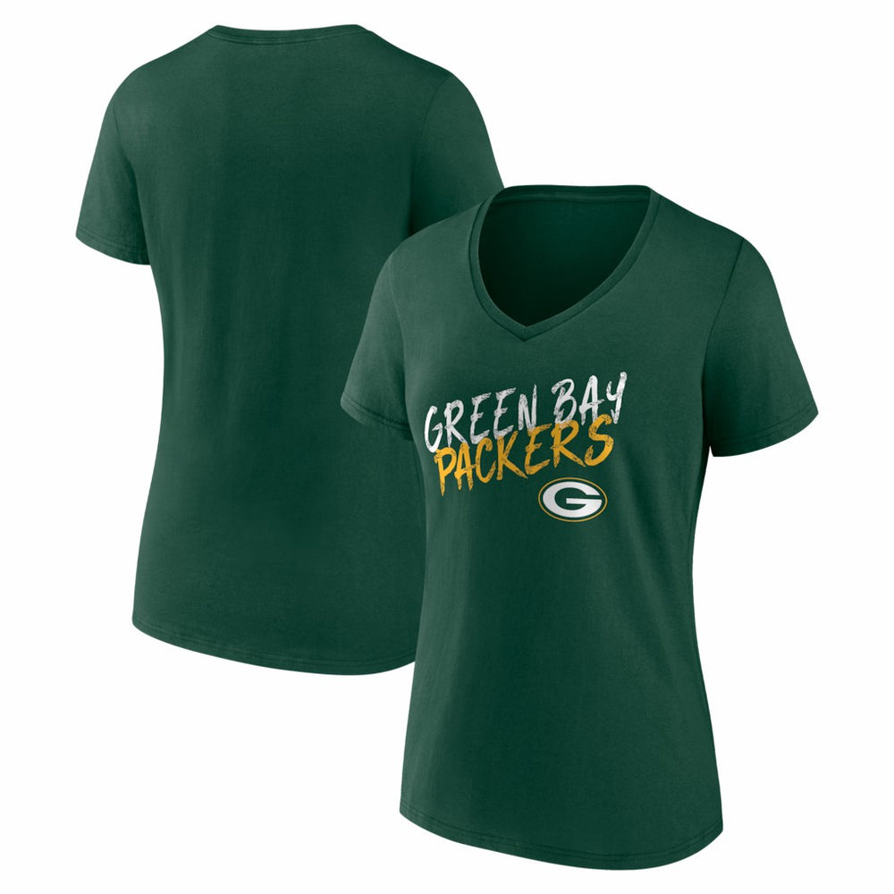 Green Bay Packers Women's Hustle V-Neck T-Shirt Green