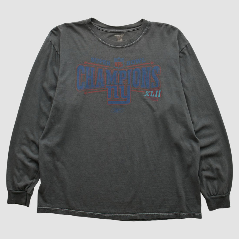 Fanatics New York Giants Reebok 2008 Long Sleeve T-shirt Charcoal Vintage