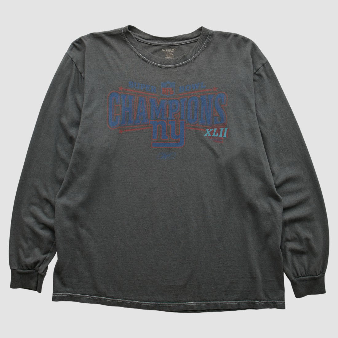 Fanatics New York Giants Reebok 2008 Long Sleeve T-shirt Charcoal Vintage