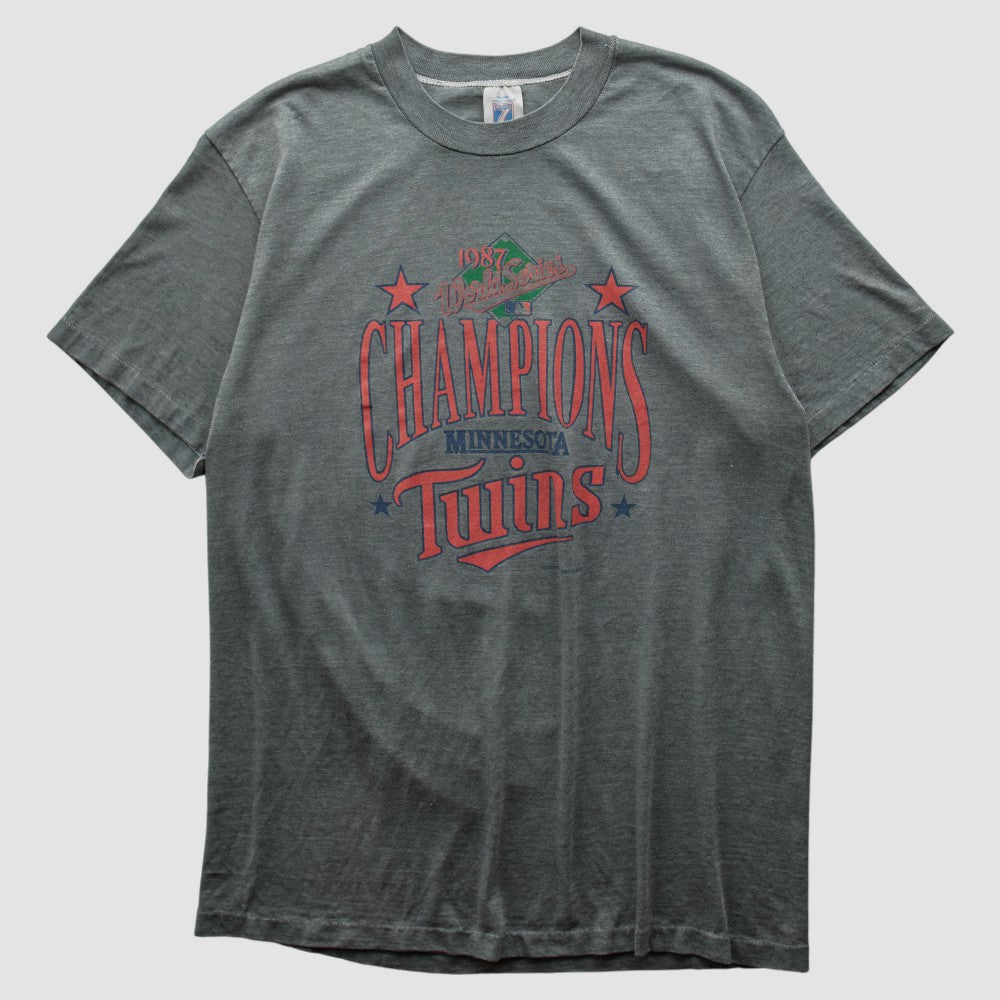 Minnesota Twins Logo 7 1987 T-shirt - Dark Heather Gray - Vintage - Fanatics Discount
