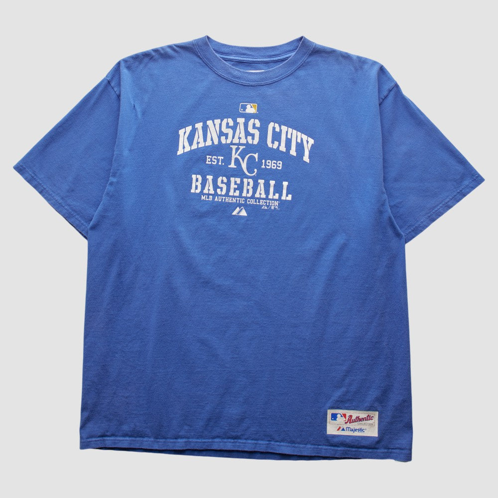Kansas City Royals Majestic 2000s T-shirt - Blue - 2XVintage - Fanatics Discount