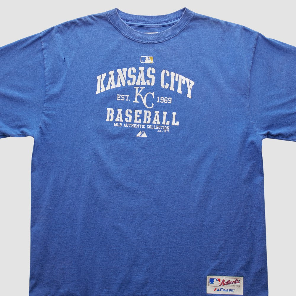 Kansas City Royals Majestic 2000s T-shirt - Blue - 2XVintage - Fanatics Discount