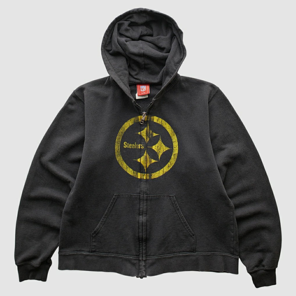 Fanatics Pittsburgh Steelers NFL 2000s Hooded Full Zip Sweatshirt Black Vintage