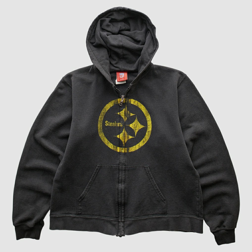 Fanatics Pittsburgh Steelers NFL 2000s Hooded Full Zip Sweatshirt Black Vintage