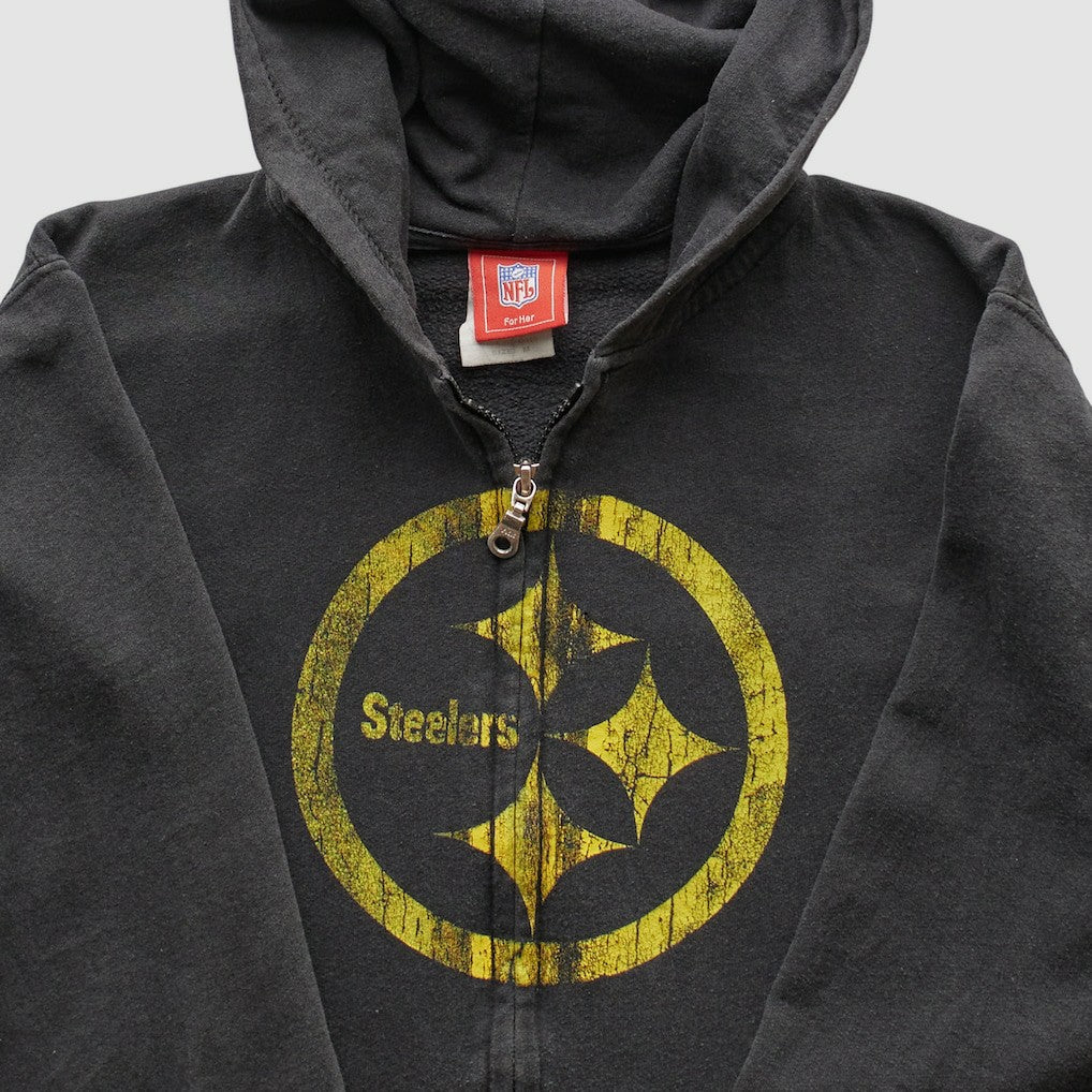 Fanatics Pittsburgh Steelers NFL 2000s Hooded Full Zip Sweatshirt Black Vintage