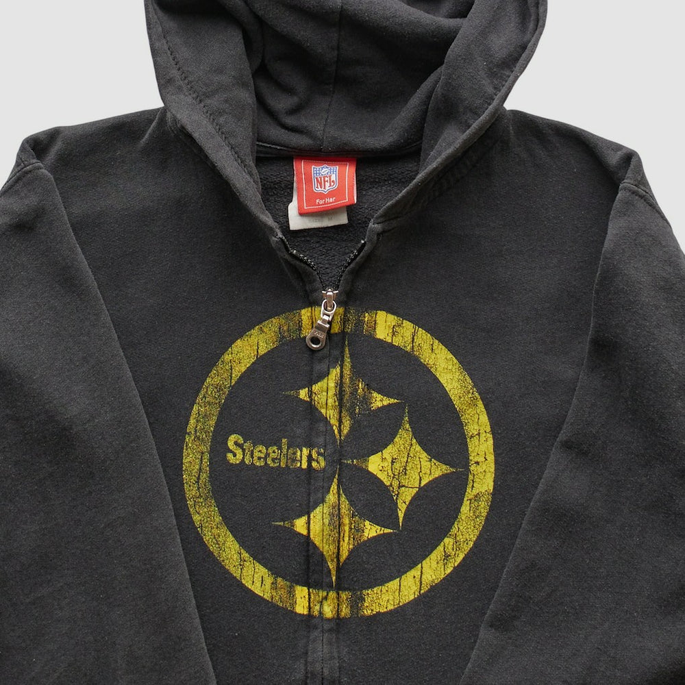 Fanatics Pittsburgh Steelers NFL 2000s Hooded Full Zip Sweatshirt Black Vintage
