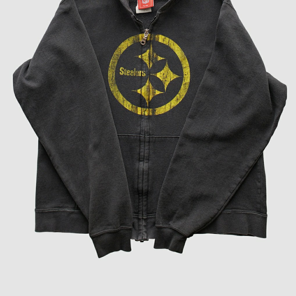 Fanatics Pittsburgh Steelers NFL 2000s Hooded Full Zip Sweatshirt Black Vintage