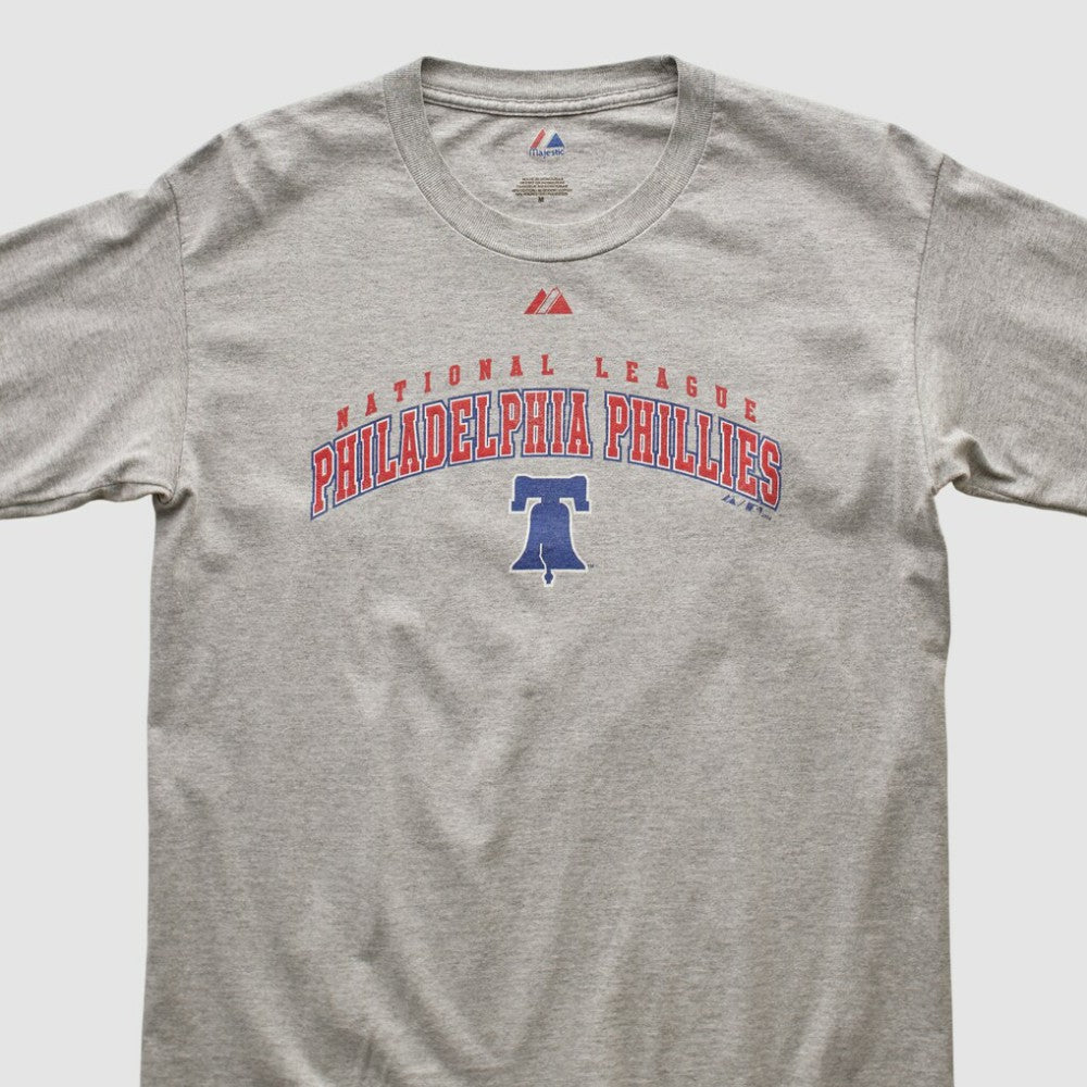 Philadelphia Phillies Majestic 2000s Long Sleeve T-shirt - Heather Gray - Vintage - Fanatics Sale