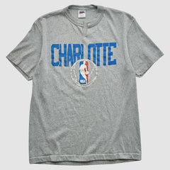 Charlotte Hornets Trench 90s T-shirt Heather Gray Vintage | Vintage US