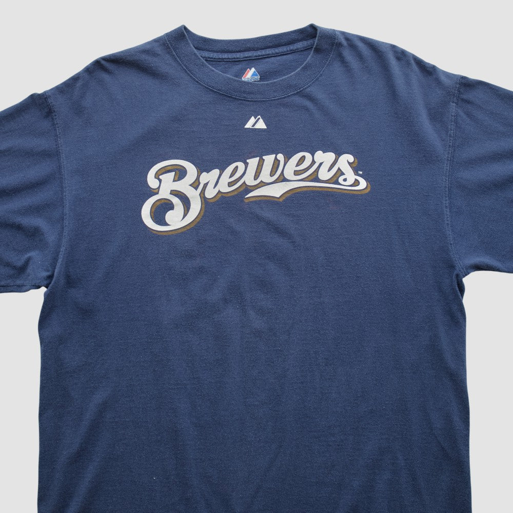 Milwaukee Brewers Majestic 2000s T-shirt - Navy - Vintage - Fanatics Lifestyle