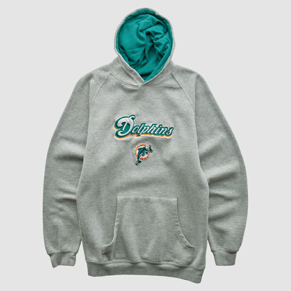 Fanatics Miami Dolphins NFL 2000s Hooded Pullover Sweatshirt Heather Gray Vintage