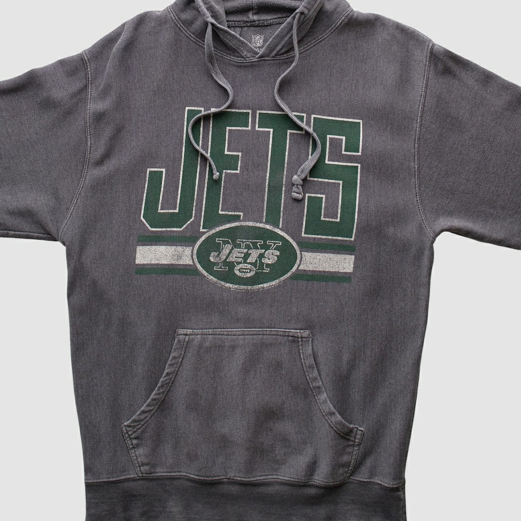 Fanatics New York Jets NFL 2010s Hooded Pullover Sweatshirt Dark Heather Gray Vintage