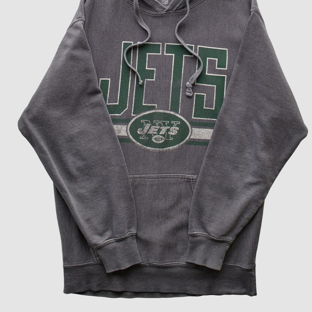 Fanatics New York Jets NFL 2010s Hooded Pullover Sweatshirt Dark Heather Gray Vintage