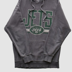 Fanatics New York Jets NFL 2010s Hooded Pullover Sweatshirt Dark Heather Gray Vintage