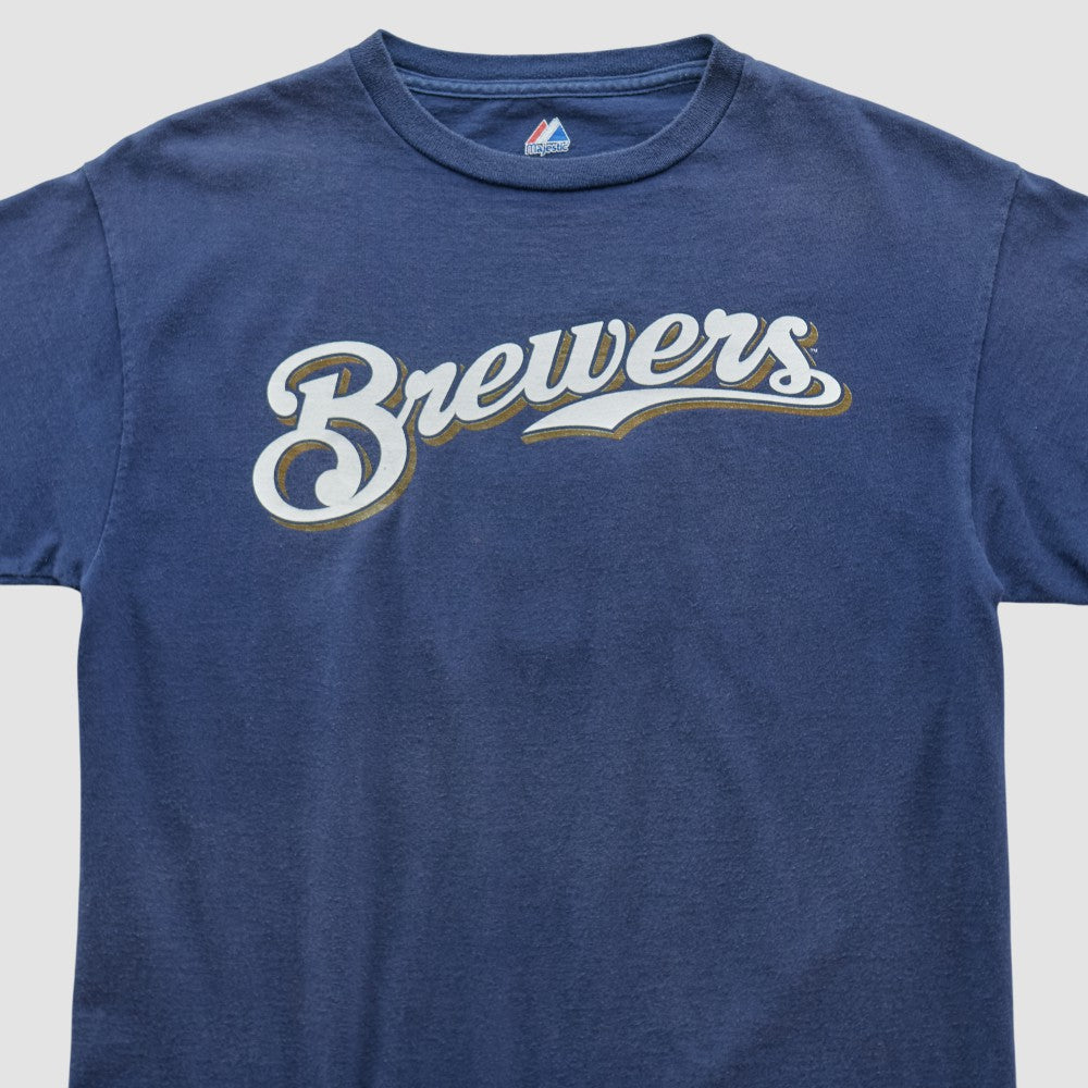 Milwaukee Brewers Majestic 2000s T-shirt - Navy - Vintage - Fanatics Discount