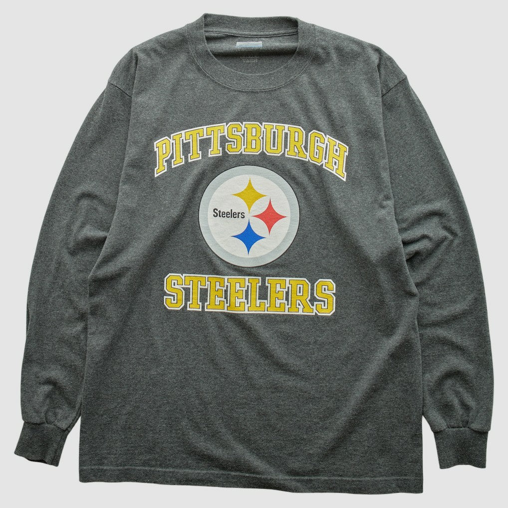Fanatics Pittsburgh Steelers 2000s Long Sleeve T-shirt Dark Heather Gray Vintage