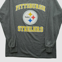 Fanatics Pittsburgh Steelers 2000s Long Sleeve T-shirt Dark Heather Gray Vintage