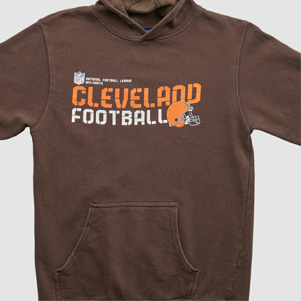 Fanatics Cleveland Browns Reebok 2000s Hooded Pullover Sweatshirt Brown Vintage