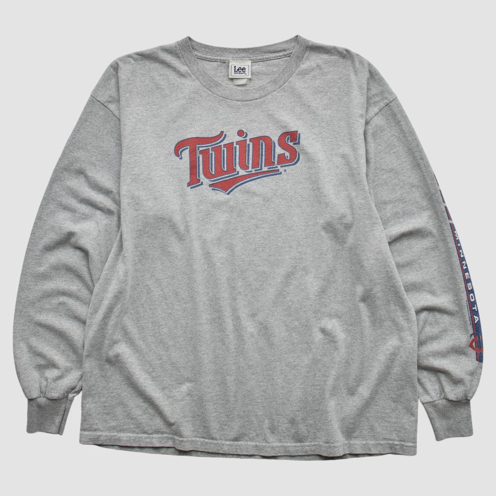 Minnesota Twins Lee Apparel 2000s Long Sleeve T-shirt - Heather Gray - Vintage - Fanatics Online