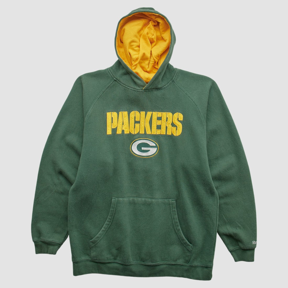 Fanatics Green Bay Packers Reebok 2000s Hooded Pullover Sweatshirt Green Vintage