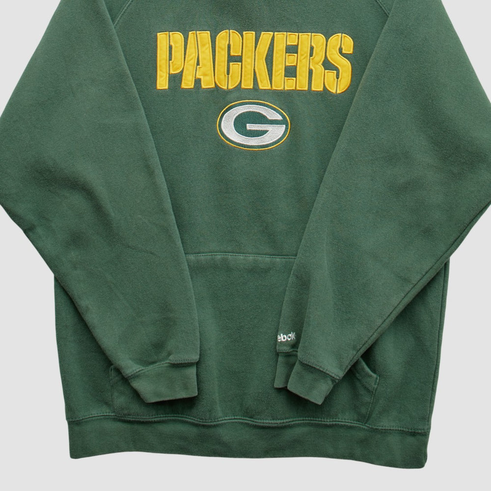 Fanatics Green Bay Packers Reebok 2000s Hooded Pullover Sweatshirt Green Vintage
