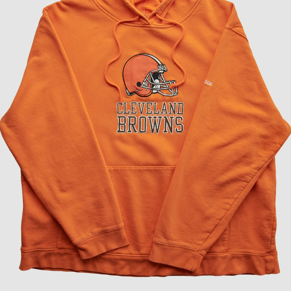 Fanatics Cleveland Browns Reebok 2000s Hooded Pullover Sweatshirt Orange Vintage