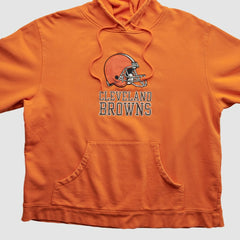 Fanatics Cleveland Browns Reebok 2000s Hooded Pullover Sweatshirt Orange Vintage