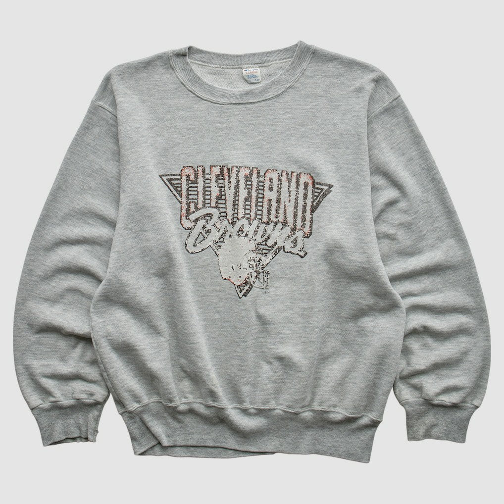 Fanatics Cleveland Browns Champion 90s Pullover Sweatshirt Heather Gray Vintage