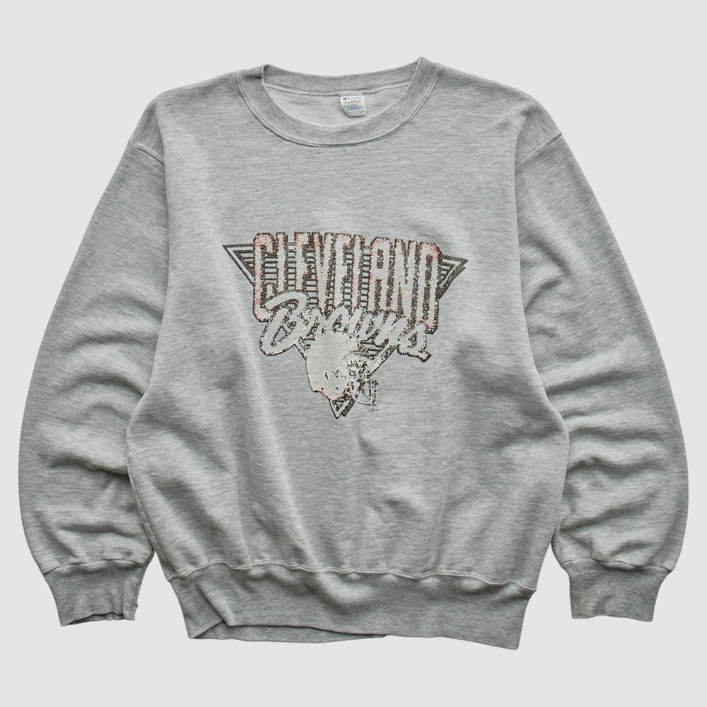 Fanatics Cleveland Browns Champion 90s Pullover Sweatshirt Heather Gray Vintage