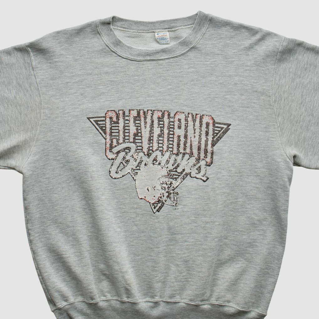 Fanatics Cleveland Browns Champion 90s Pullover Sweatshirt Heather Gray Vintage
