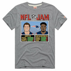 Drake Maye & TreVeyon Henderson New England Patriots Homage Unisex NFL Jam Tri-Blend T-Shirt Gray