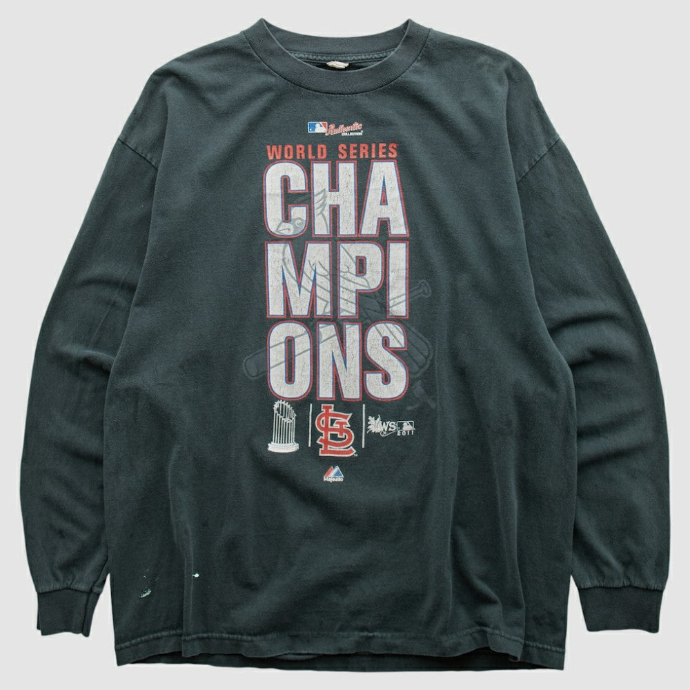 St. Louis Cardinals 2011 Long Sleeve T-shirt - Charcoal - Vintage - Fanatics Sale